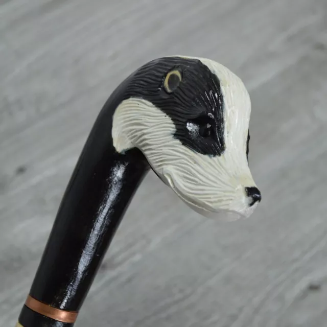 Bastone da passeggio in canna Legno intagliato a mano - Tasso / Regno Unito