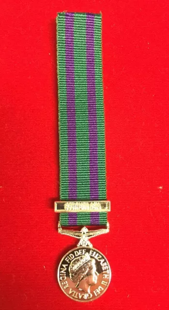 General Service Medal Gsm 2008 Miniature  With Southern Asia Bar With 6" Ribbon