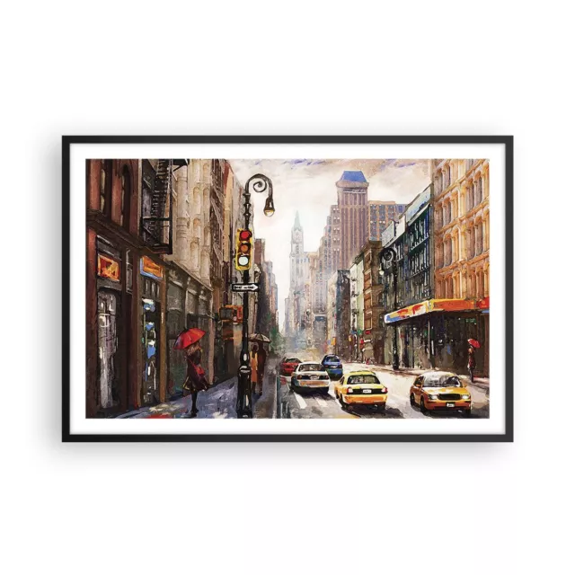 Cuadro Poster de Pared 91x61cm Póster Marco Nueva York Acuarela Wall Art Prints