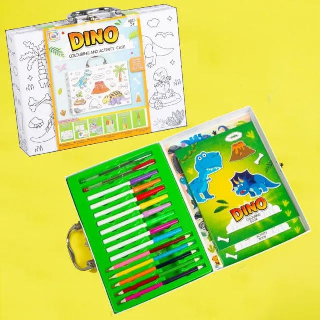 Dinosaurio para Colorear & Actividad Funda Infantil Creativo Juego de Arte Pens