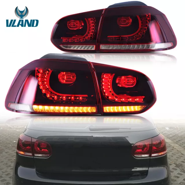 VLAND Red LED Tail Lights for Volkswagen Golf 6 MK6 VW Rear Lamps 2008-2013