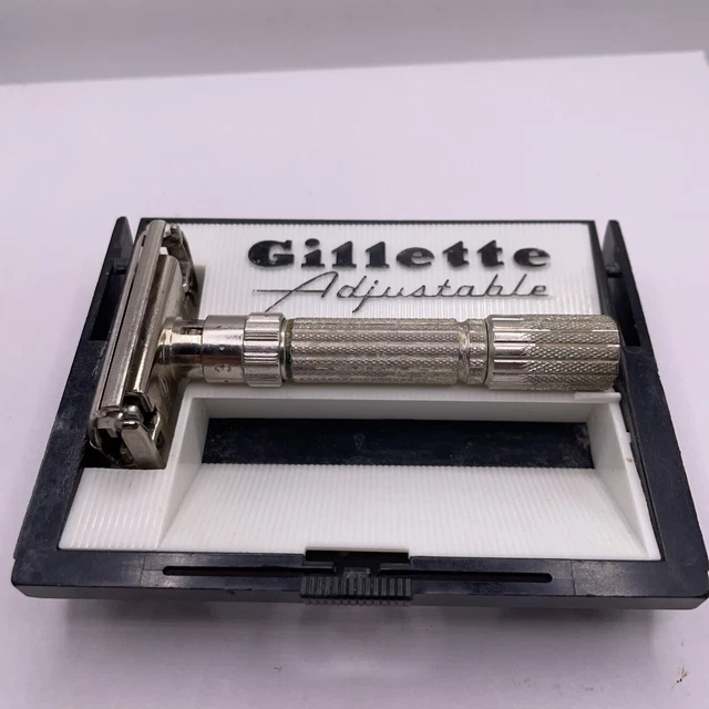 1958 Gillette 195 Fatboy D-4 Adjustable Safety Razor Company Vintage Double Edge
