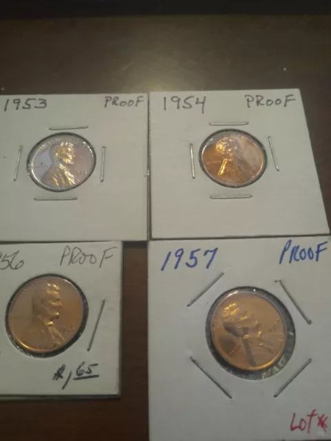 Proof Lot 1953,1954,1956,1957 Lincoln Cents