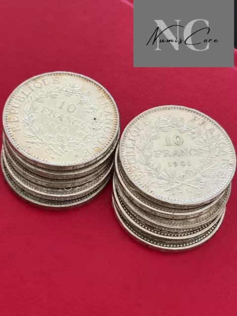 Lot de 10 X 10 Francs Hercule - 25g - Argent 900/1000 - années et états divers