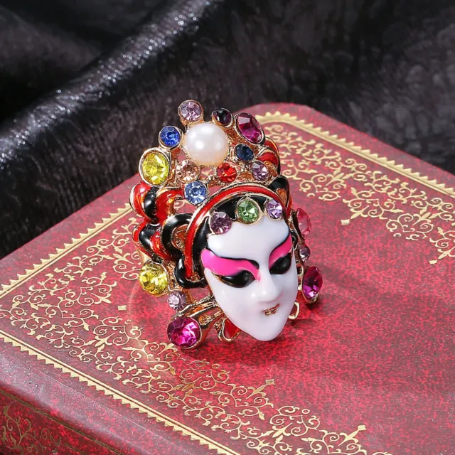 Chinese Style Beijing Opera Dao Ma Dan Mask Ring Ethnic Style Lady's Index Finge 2