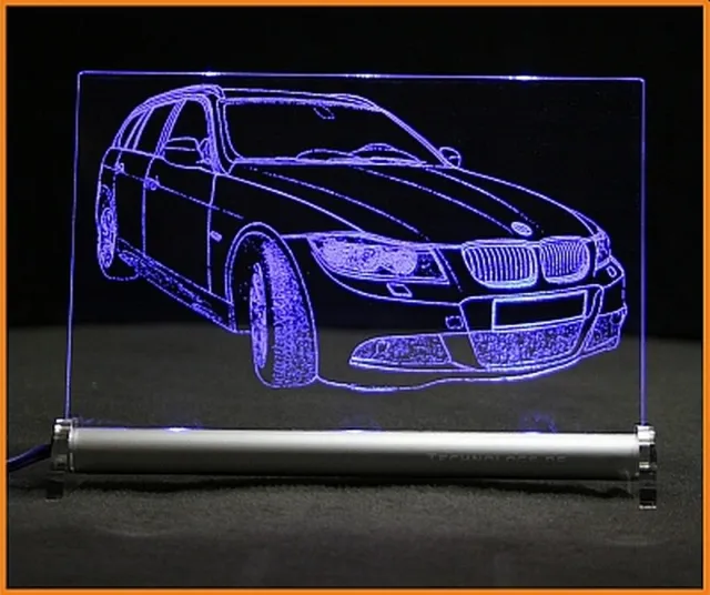 LED Leuchtschild graviert ist  BMW 3  E91 Touring Kombi  AutoGravur