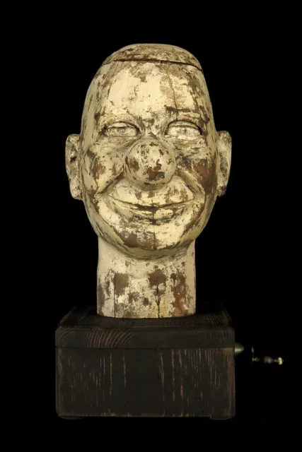 Ancienne tête de marionnette en bois, art populaire vers 1920 / Clown Automate 2