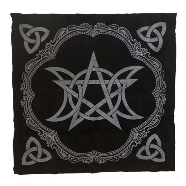 Altar Tarot Table Cloth Triple Moon Pentagram Divination Velvet Tapestry Black