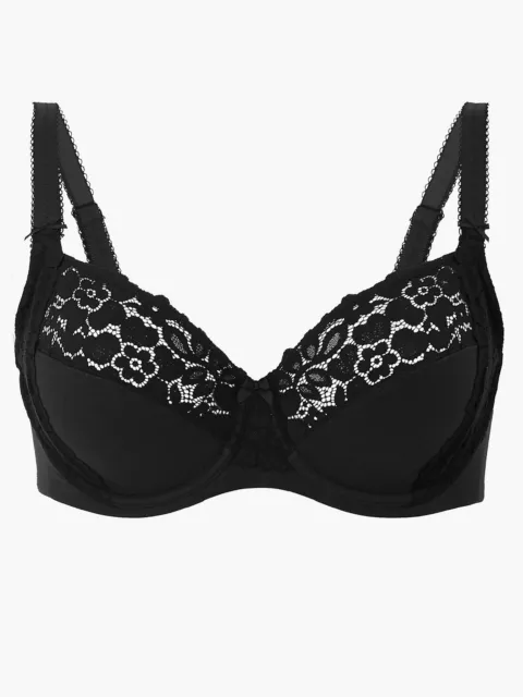 M&S BLACK PEONY Lace Non-Padded FULL CUP Bra B-DD with Cool Comfort™ Size  32-42 £6.99 - PicClick UK