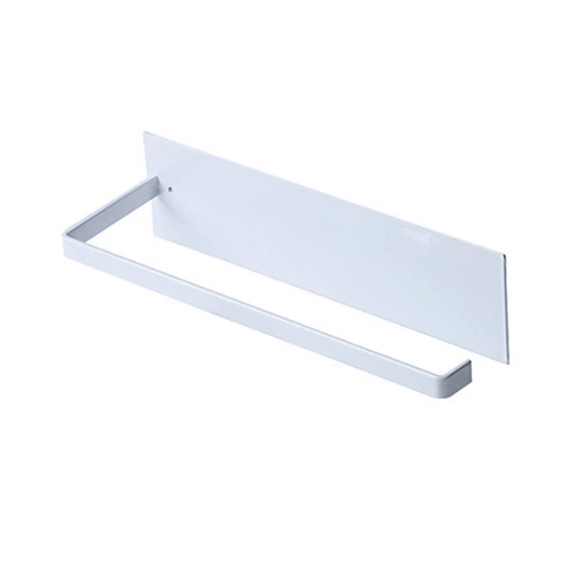 Soporte para rollos de papel de montaje en pared sin punzón baño cocina toallero (blanco)
