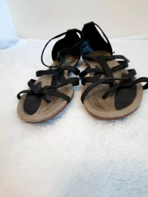 Patagonia Womens Bandha Criss-Cross Flat Sandals Black Ankle Strap size 7