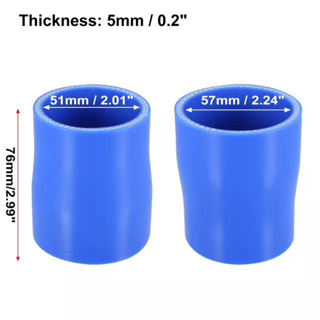 51mm-57mm 2.01"-2.24" ID Silicone Car Réducteur Tuyau Coupleur Tube Bleu 3