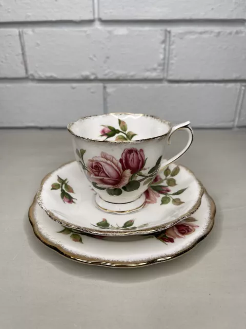 VTG Royal Albert Anniversary Rose Teacup Saucer Plate Trio Bone China - England