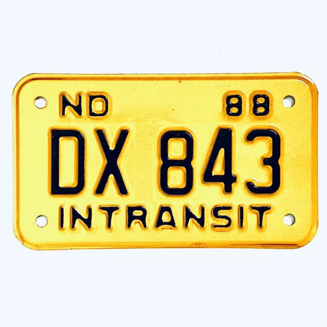 1988 United States North Dakota INTRANSIT Special License Plate DX 843