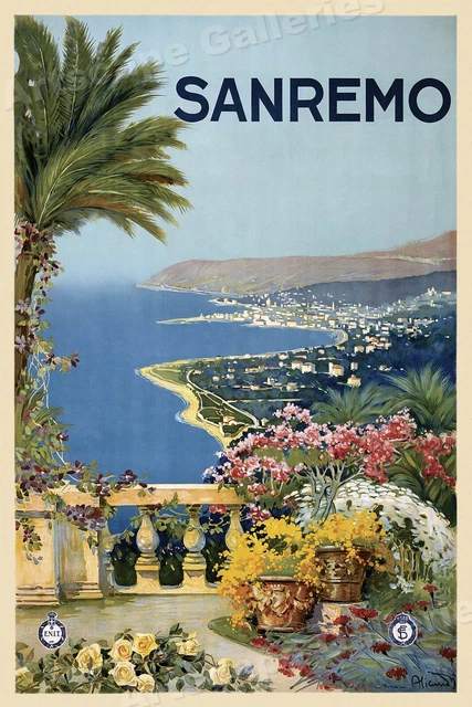 1920s San Remo Italy Vintage Style Italian Seaside Travel Poster - 16x24
