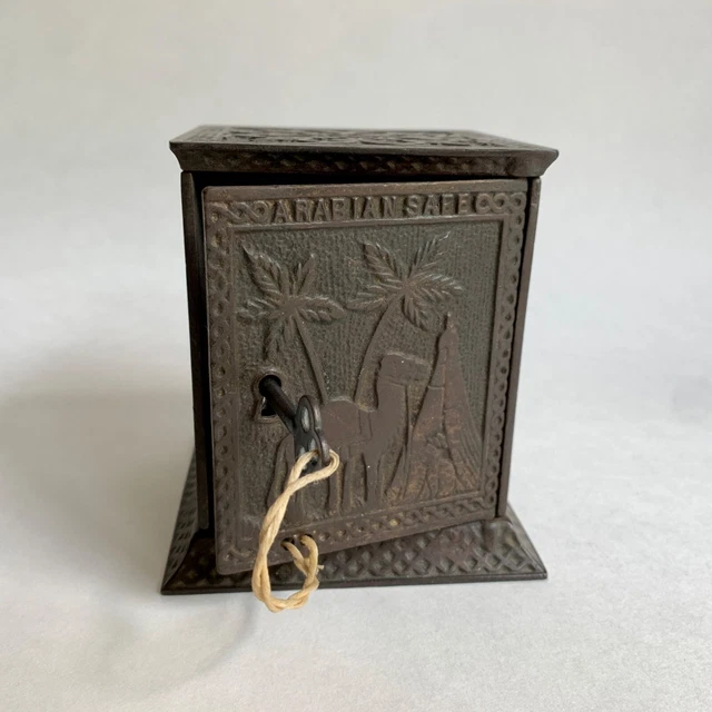 Antique Cast Metal Arabian Safe With Key