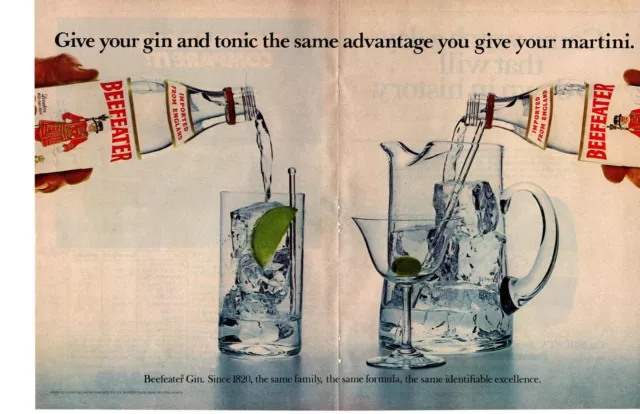 1976 Beefeater Gin Kobrand Give Your Gin & Tonic An Advantage 2-Page Print Ad