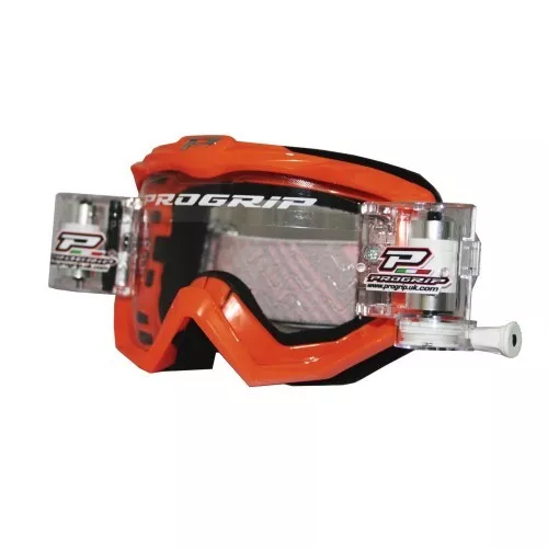 Progrip 3201-RO Race Line Motocross Goggles ORANGE with RnR-XL-36mm Roll Off