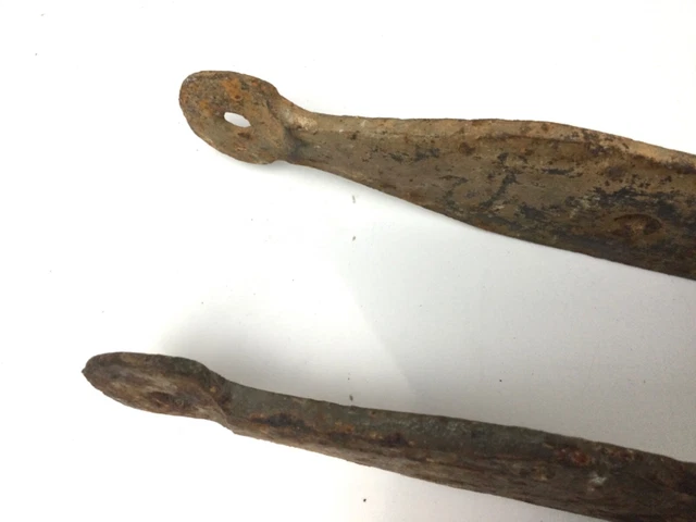 Antique Hand Forged Iron Barn Door Strap Hinges 16” Long Pair 5