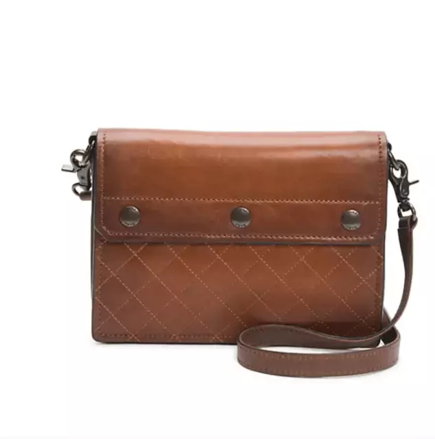 Frye Samantha Crossbody Brown Leather Quilted Purse, MSRP $328