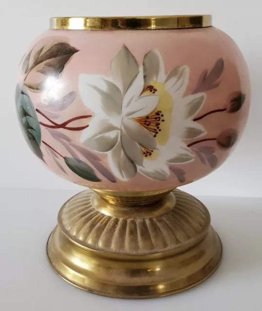 Vintage GWTW Table Lamp Base Part Pink Milk Glass Floral