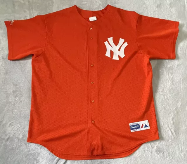 New York Yankees Baseball Jersey Rare Orange Vintage Majestic Size 2xl 3xl