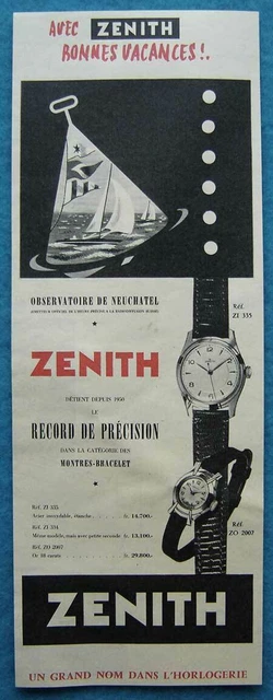 Publicité Papier - Montre Zenith De 1955