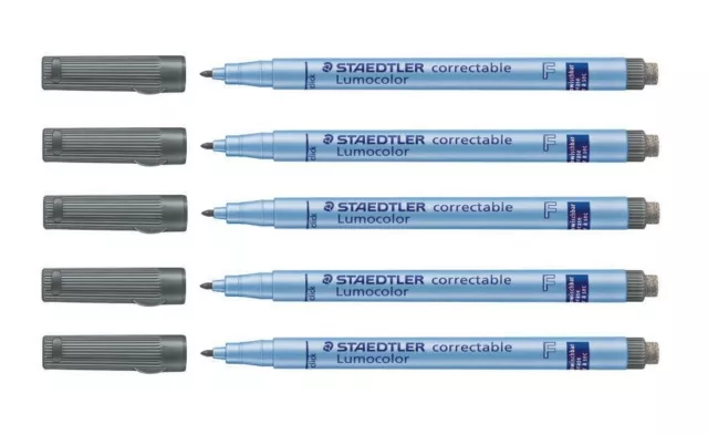 5x Staedtler Lumocolor correctable NonPermanent Flipchart Marker schwarz 305 F-9