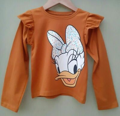 Baby Girls Daisy Duck Long Sleeve Frill Top Age 3 - 4 Years Ochre New (796)