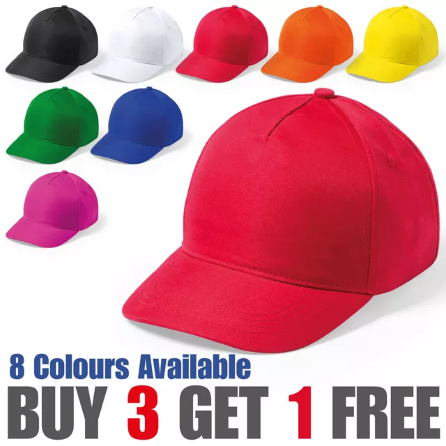 Kids Plain Baseball Cap Adjustable School Girls Boys Junior Children's Hat