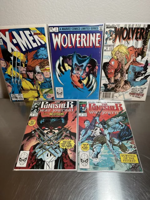 Wolverine Key Comic Lot: #2 1982, Vol 2 #10, X-Men 11, Punisher War Journal 6&7