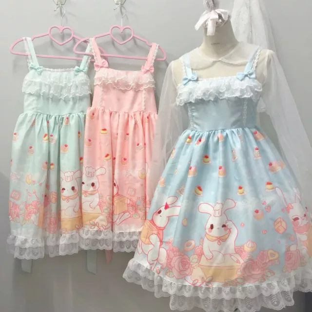 Donna Ragazza Lolita Abito Pizzo Volant Fiocco Maglione Carino Jsk Princess New