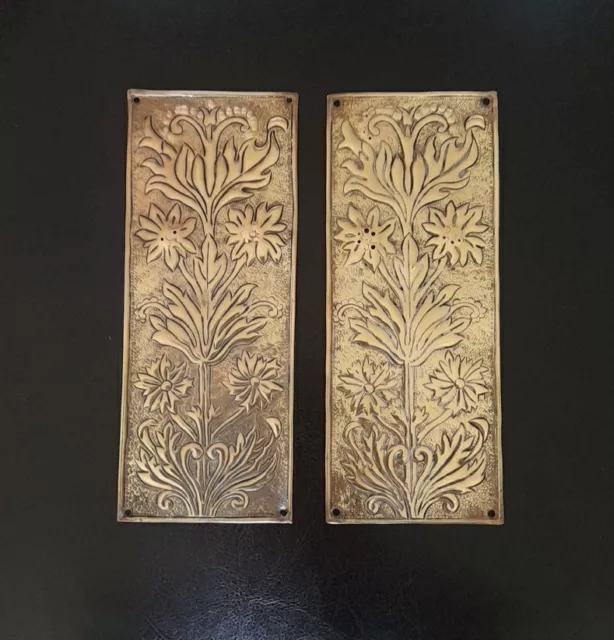 PAIR Keswick School of Industrial Art KSIA Brass Arts Crafts Door Finger Plates