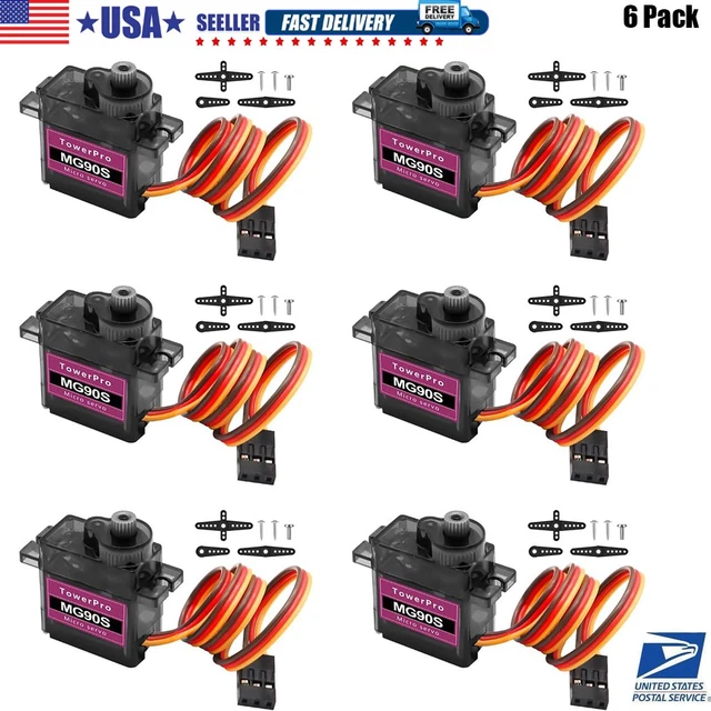 6 Pack MG90S Metal Gear Micro Servo for Boat Car Plane RC Helicopter Arduino