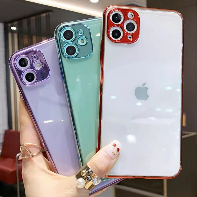 Clear Plating Back Case TPU Cover For iPhone 14 13 12 11 Pro Max XR XS X SE 876+