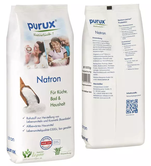 Purux Natron Pulver 6 Kg Lebensmittelqualität Nachhaltig Verpackt, Back Soda