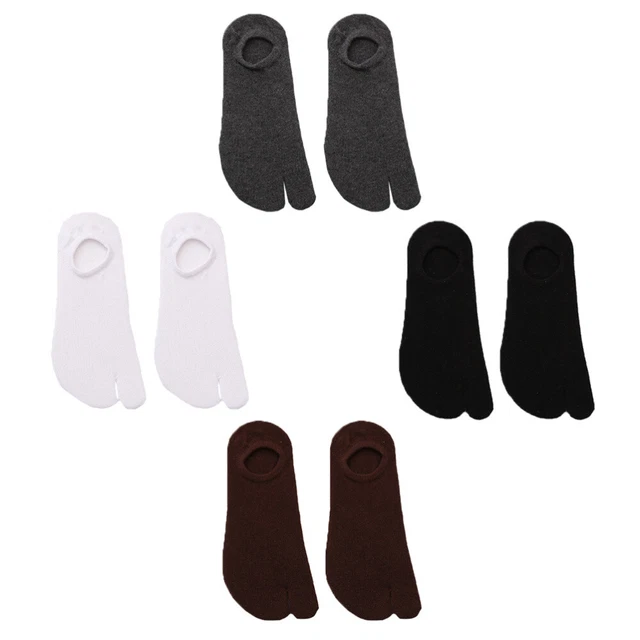 4 Pairs Chaussettes Tabi En Coton Pour Hommes À Deux Doigts Orteils