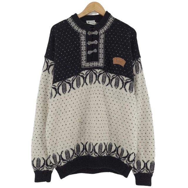 Veste Cardigan Femme Vintage En Laine - Motif Fair Isle - Taille S - Beige