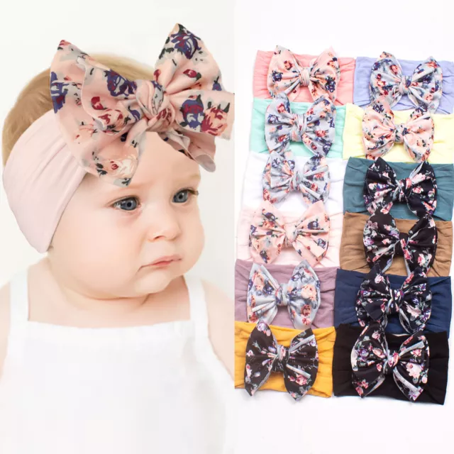 Baby Rabbit Headband Floral Elastic Bowknot Hair Band Girls Bow-knot Newborn Bow 3