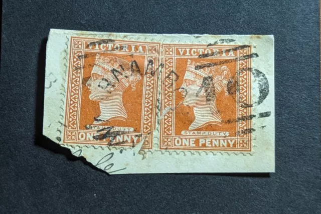 Victoria State Stamp One Penny Barred Numeral Cancellation Warrnambool 10