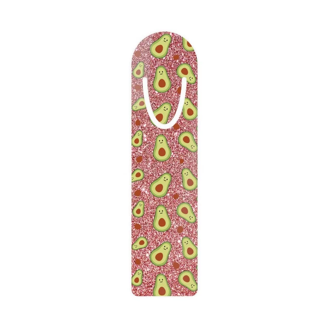 Pink Glitter Avocado Bookmark