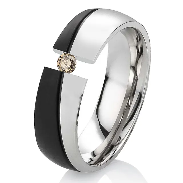 Verlobungsring Ehering mit einem 0,08ct. Diamant Trauring aus Edelstahl ELB13D