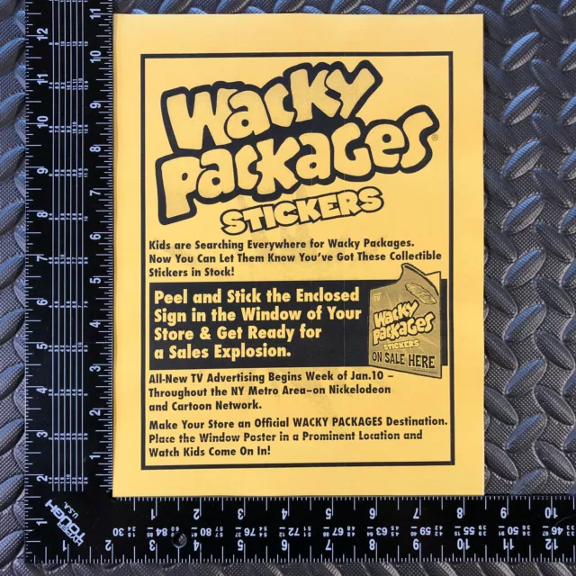 2004 Wacky Packages Ans1 Retailer Instructions For Window Cling All-New Series 1