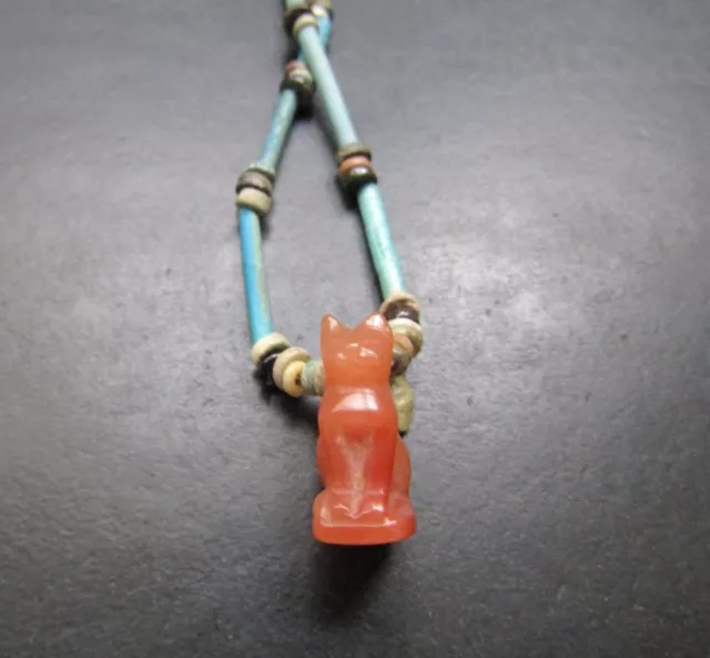 NILE  Ancient Egyptian Cat Amulet Mummy Bead Necklace ca 600 BC 2