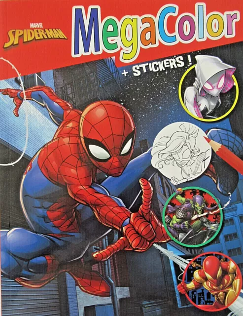 Marvel Spiderman Disney Mega Malbuch DIN A4 ca. 120 Malvorlagen und 25 Sticker