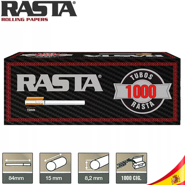 TUBOS VACIOS RASTA CON FILTRO 15mm PARA RELLENAR 6000 CIGARRILLOS PREMIUM