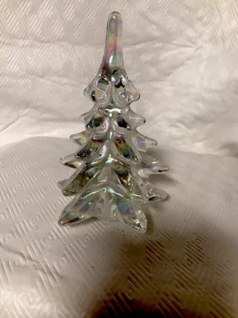Vintage Iridescent Clear Glass Christmas Tree Carnival