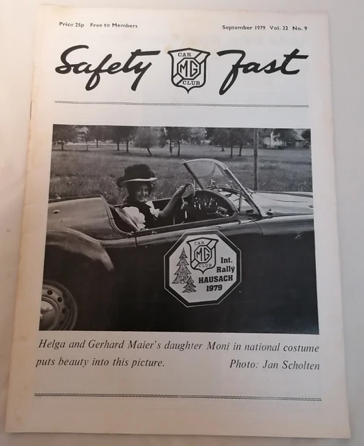 MAGAZINE VINTAGE Safety Fast MG Car Club Magazine Sept 1979 Vol 22 No9 EUR 3,46 PicClick FR