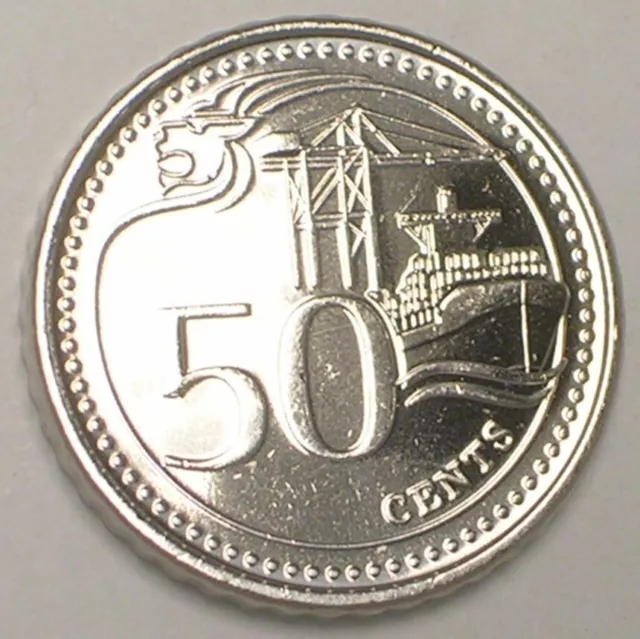 2016 Singapore Singaporean 50 Cents Arms Port Coin AU