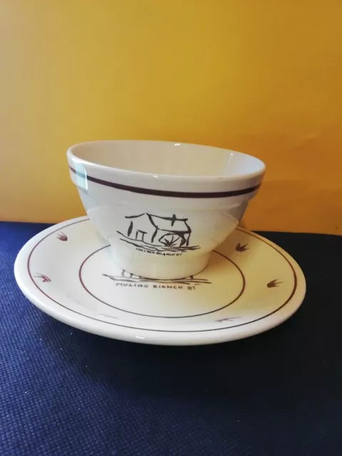 Mulino bianco tazza piatto 81 scodella coccio giallo rondini cup vintage